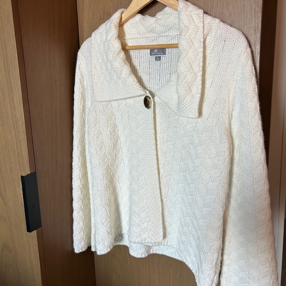 JM Collection Ivory Knit Sweater L